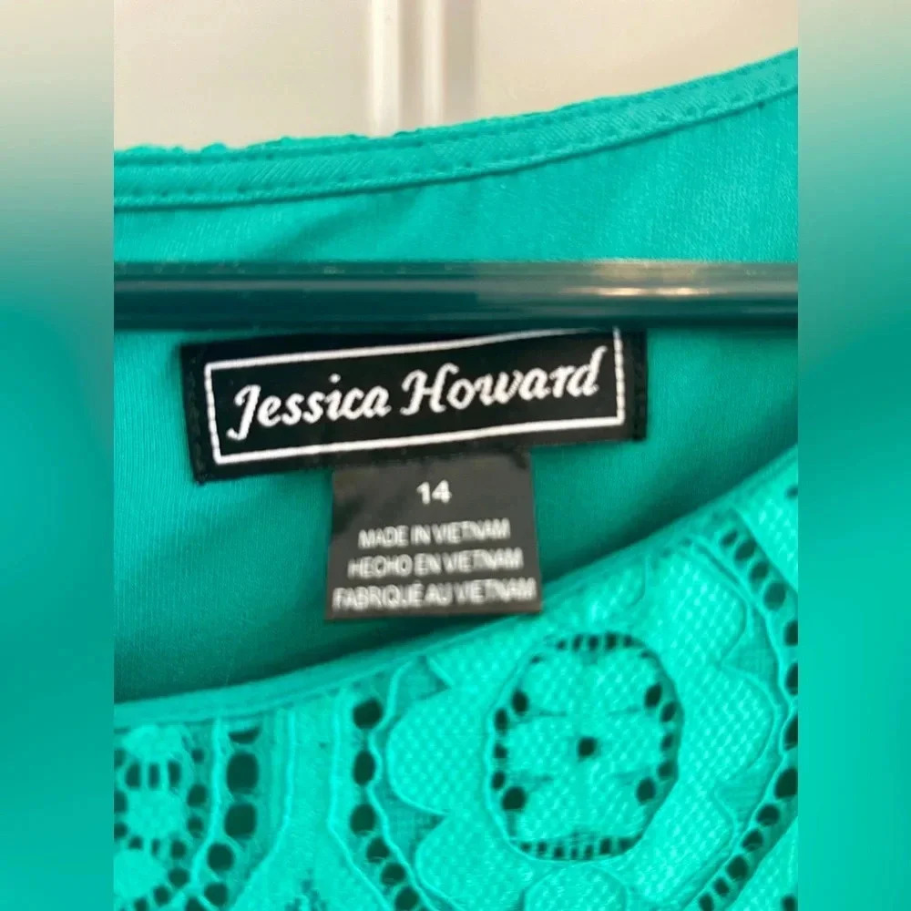 Jessica Howard Lace Emerald Shift Dress - Picture 5 of 6